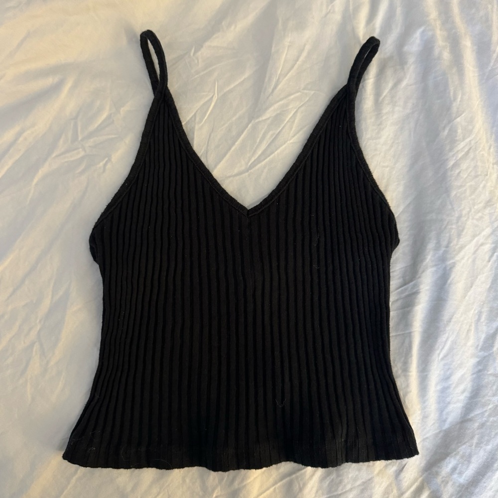 Brandy Melville John Galt Black Ribbed Tank Top